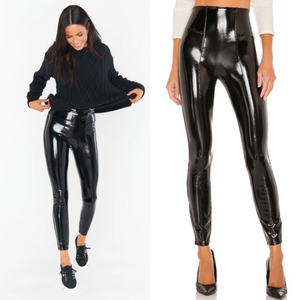 SPANX Faux Patent Leather Leggings Black